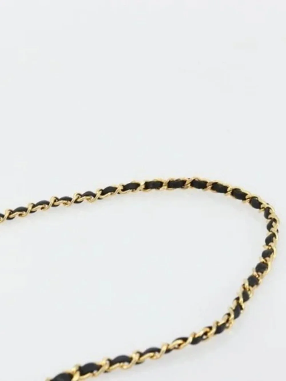 CHANEL Matelasse Chain Shoulder Bag Cotton Black Gold CC Auth bs34514